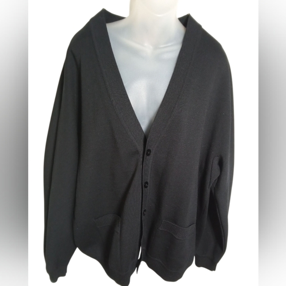 Vtg St Croix Knits 100% Wool Cardigan Sweater Mens Black USA Fancy Button XL - Picture 1 of 6
